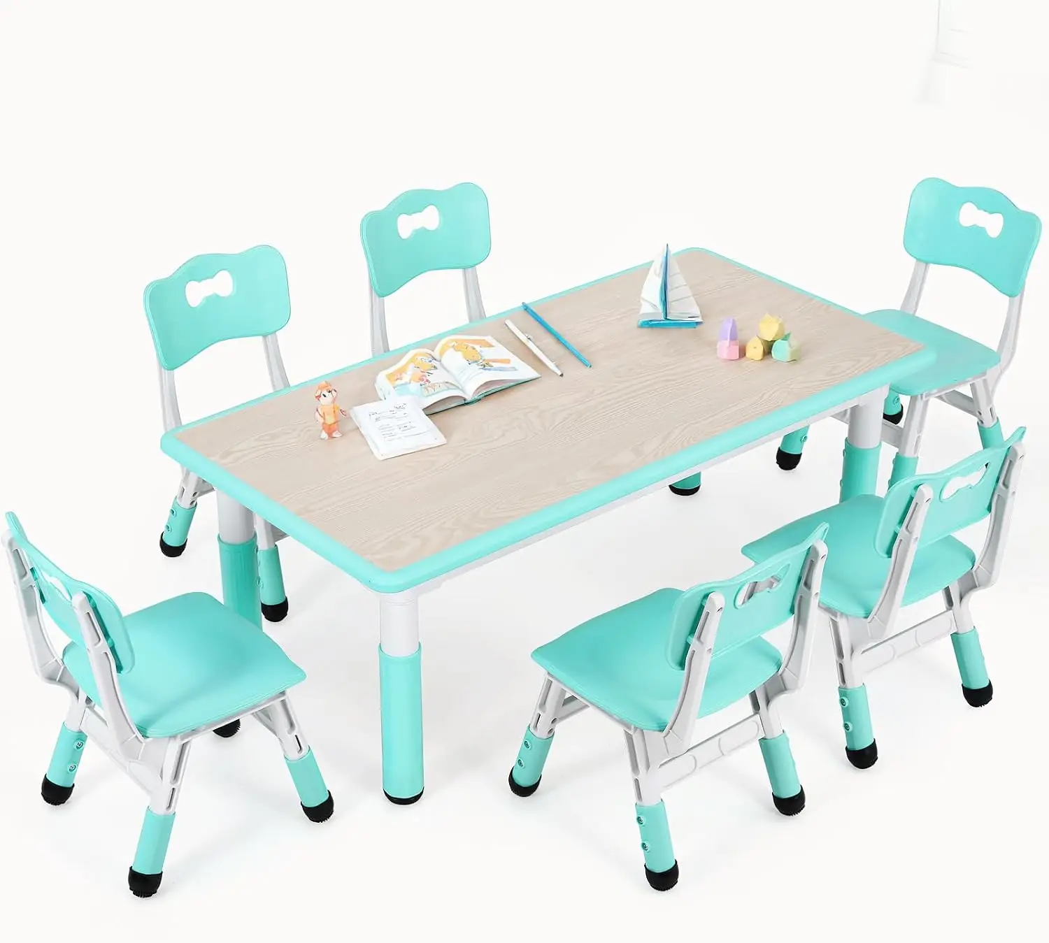 Art Craft Activities For Preschoolers - Kids Table and 6 Chairs Set,