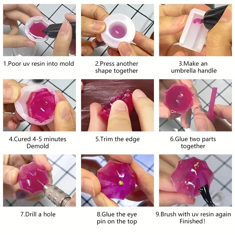 Art Craft Model - 4pcs diy crystal resin cute umbrella