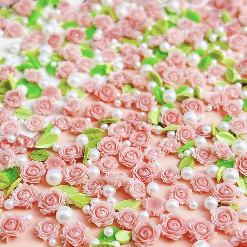 Art Craft Rose - 50pcs Random Mixed Resin Flowers Nail