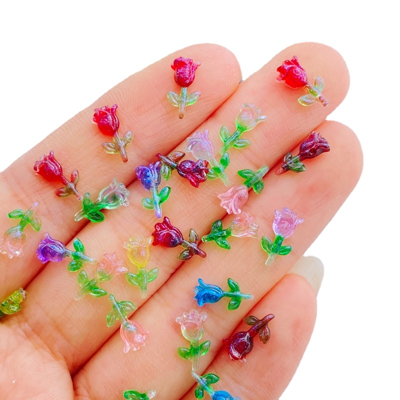 Art Craft Rose - 100pcs Resin Glitter Mini Cute Colorful