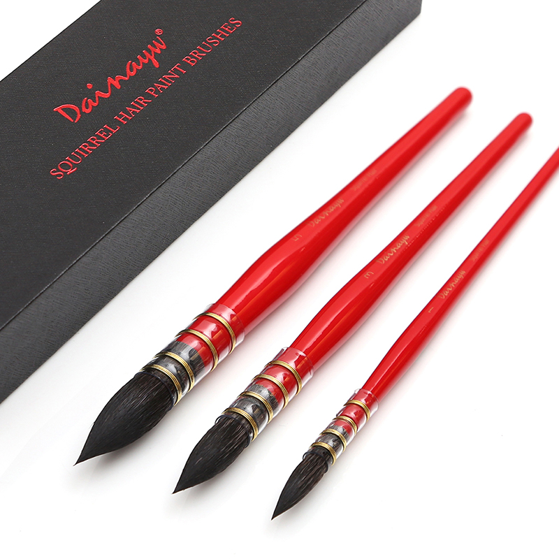 Gouache Paint Set - Dainayw 3 Brushes Round Squirrel Hair