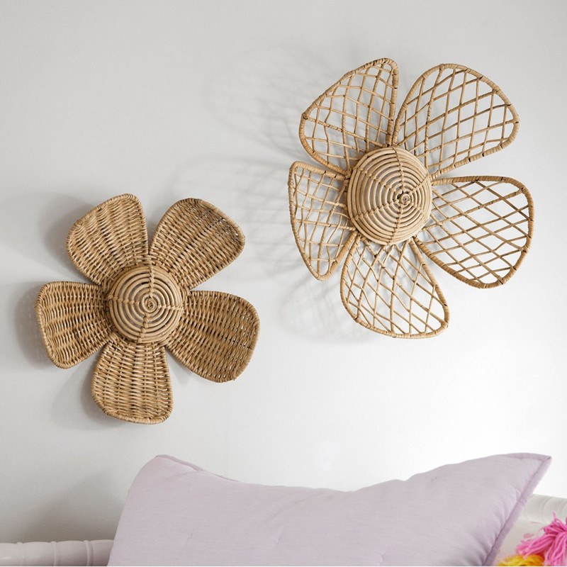 Art And Craft Photos - Nordic Woven Rattan Flower Wall Decor
