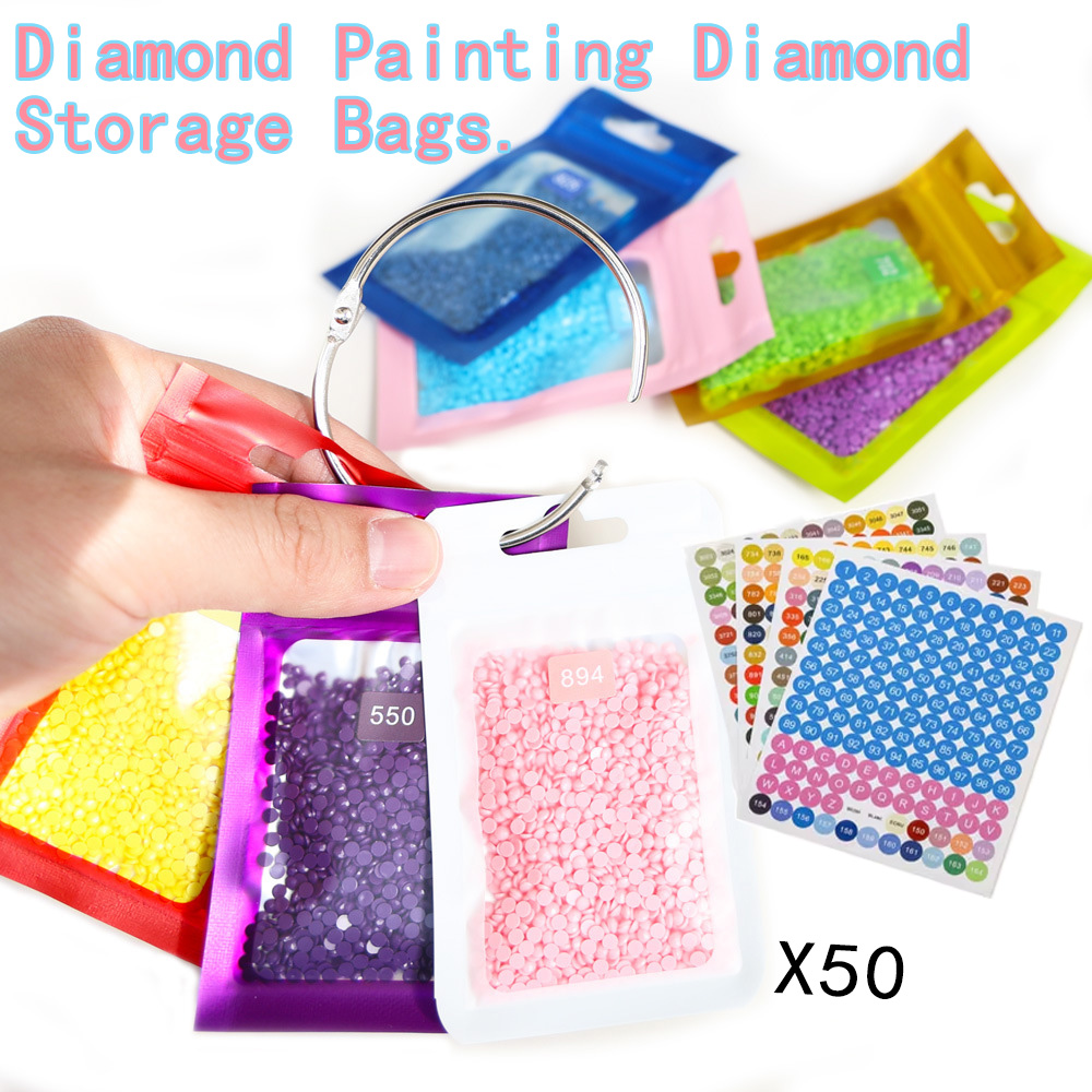Art Craft Painting - 50pcs Diamond Painting Bead Storage Bags
