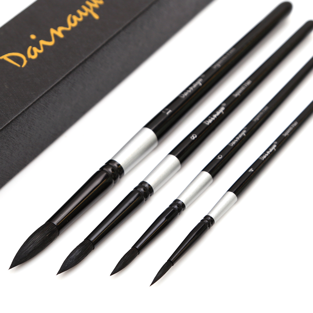 Gouache Paint Set - Dainayw Professional 4Pcs Round Painting Brushes