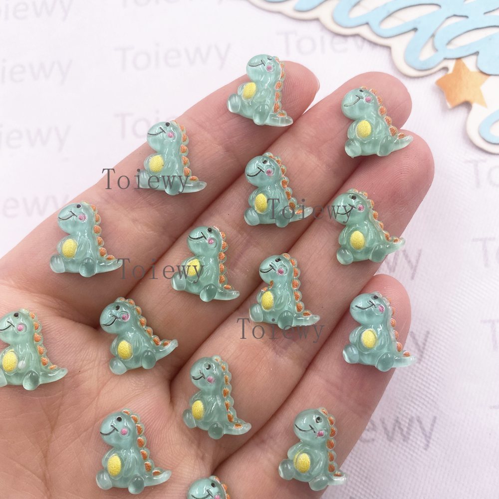 Art Craft Dinosaurs - 50pcs Mixed Resin Colorful Glitter Green