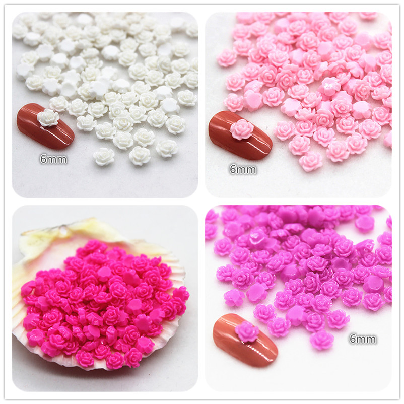 Art Craft Rose - 100pcs 6mm Resin Mini Rose Flower