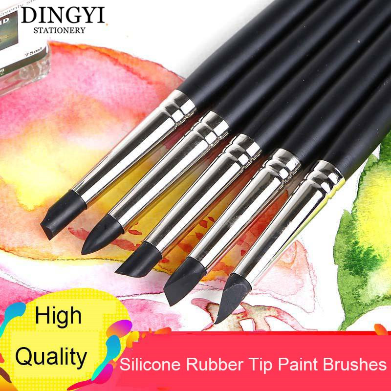 Gouache Paint Set - 5pcs Silicone Rubber Tip Paint Brushes