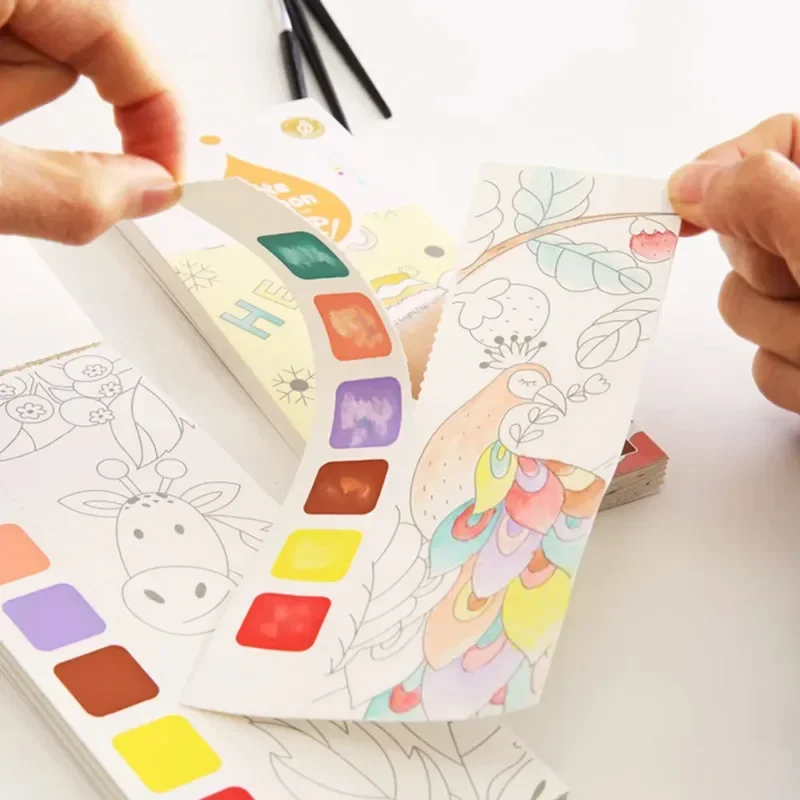 Gouache Paint Set - Kids Portable Watercolor Painting Book Paint