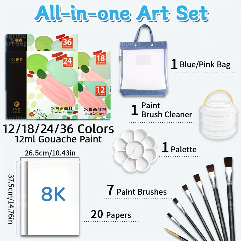 Back to School 42/48/54/66 pcs - огляд і ціна Gouache Paint Set