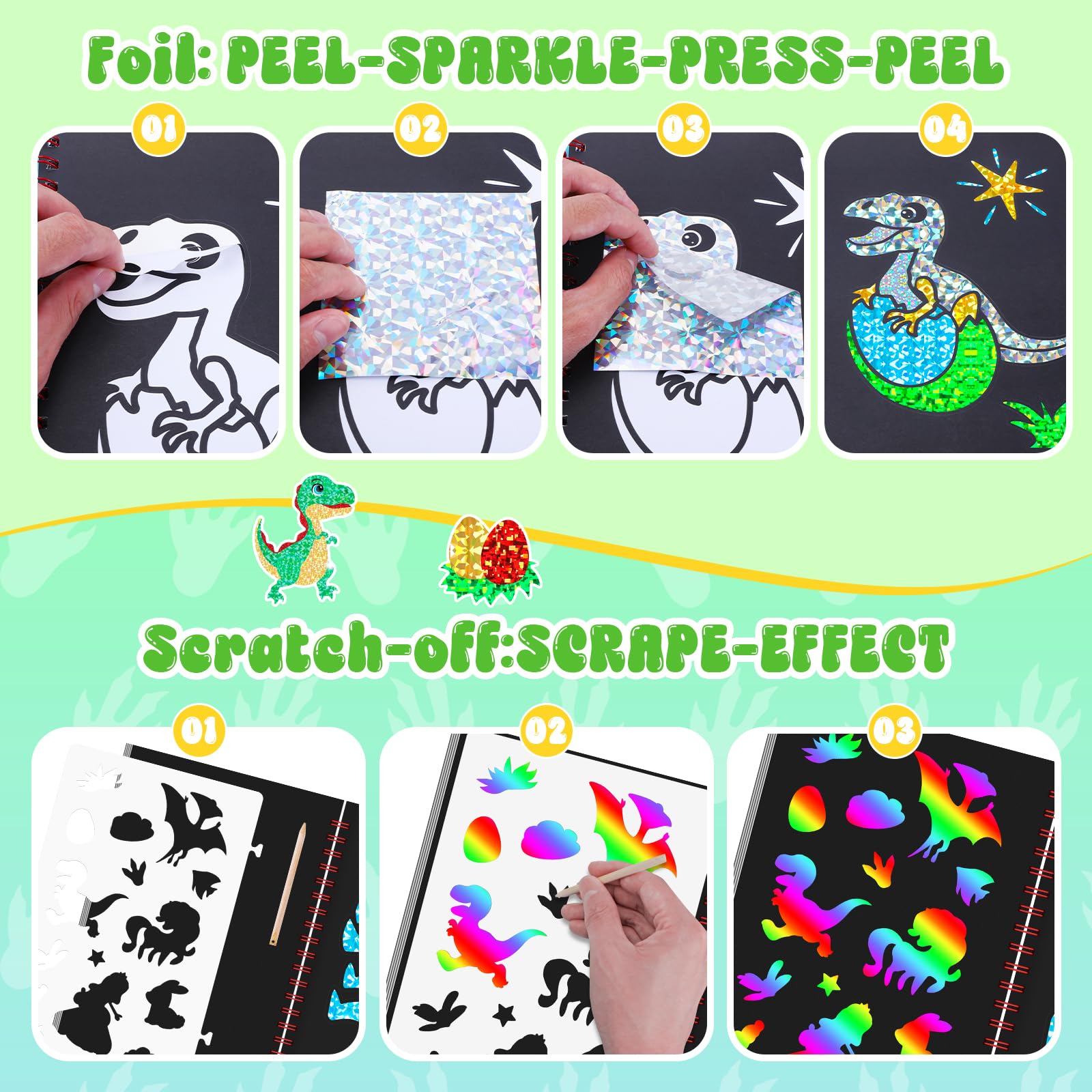 Dinosaur Scratch Art Book for  - огляд і ціна Art Craft Dinosaurs