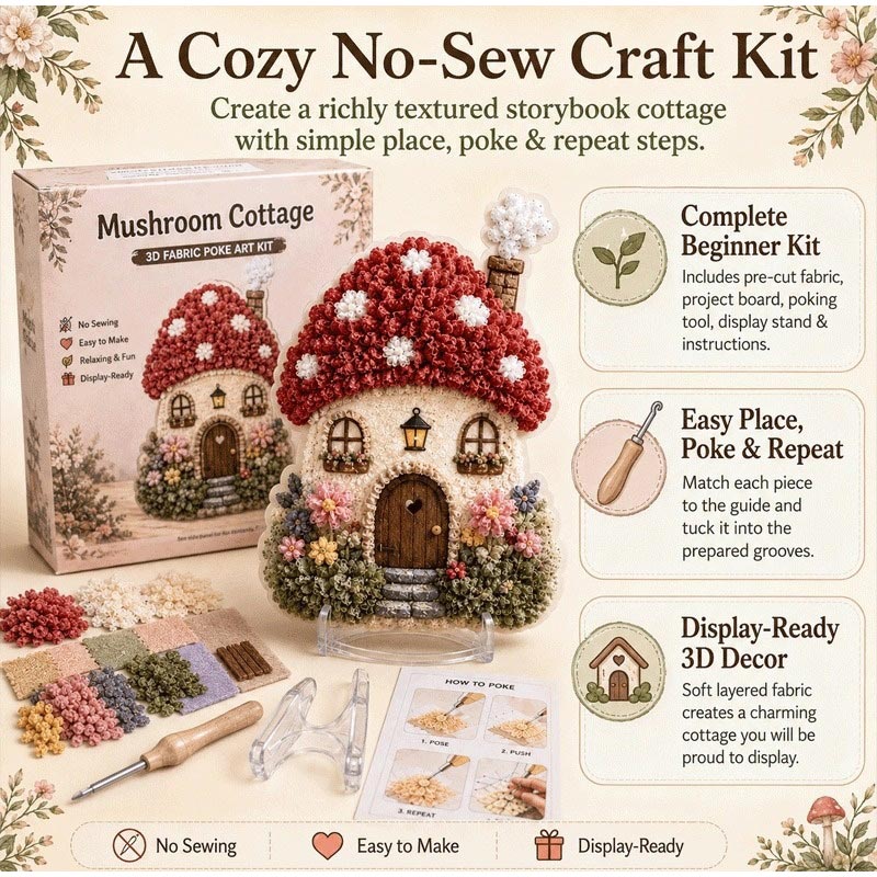 3D Fabric Poke Art Kit Mushroo - огляд і ціна Art Craft Display