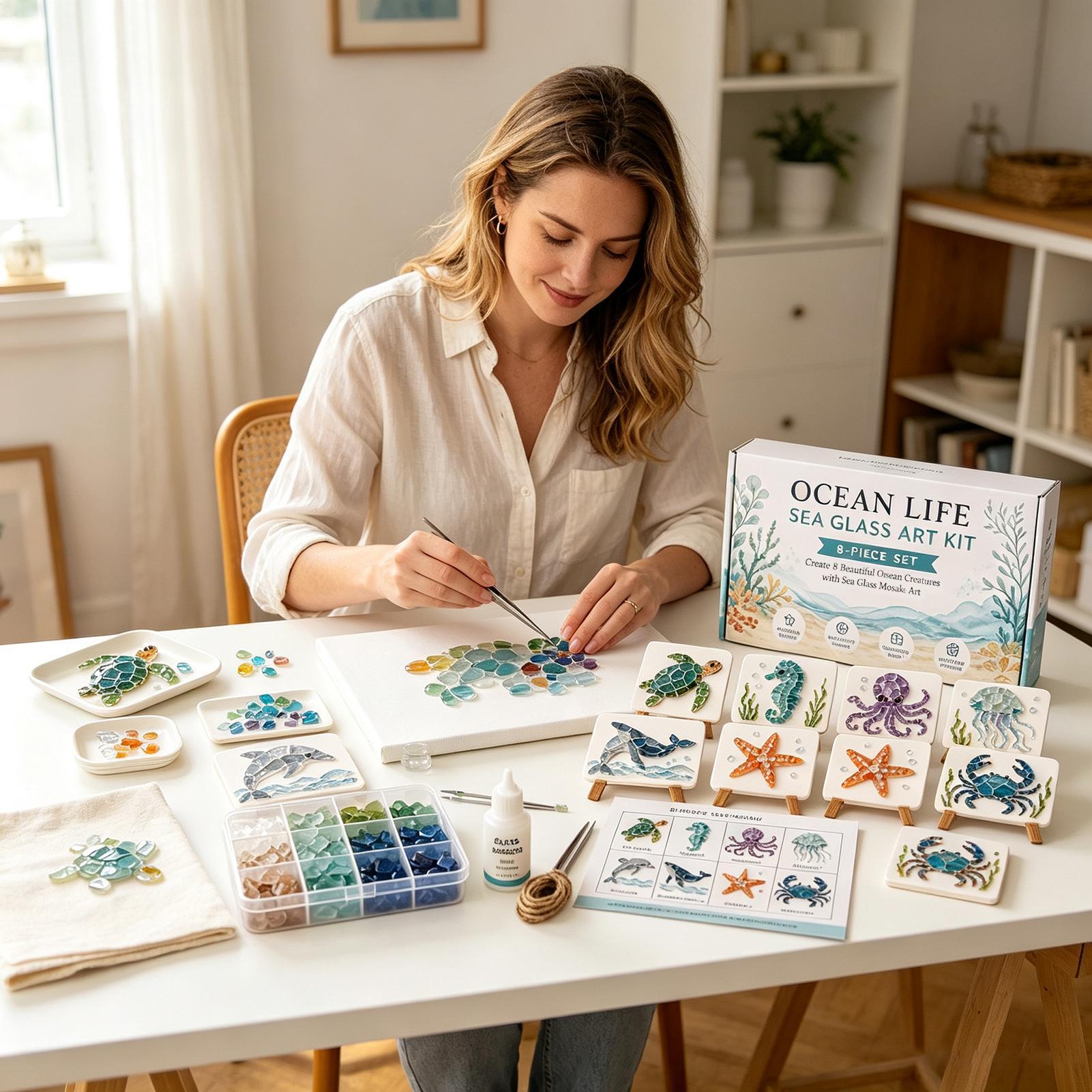 1pc Ocean Life Sea Glass Mosai - огляд і ціна Art Craft Gifts For Adults