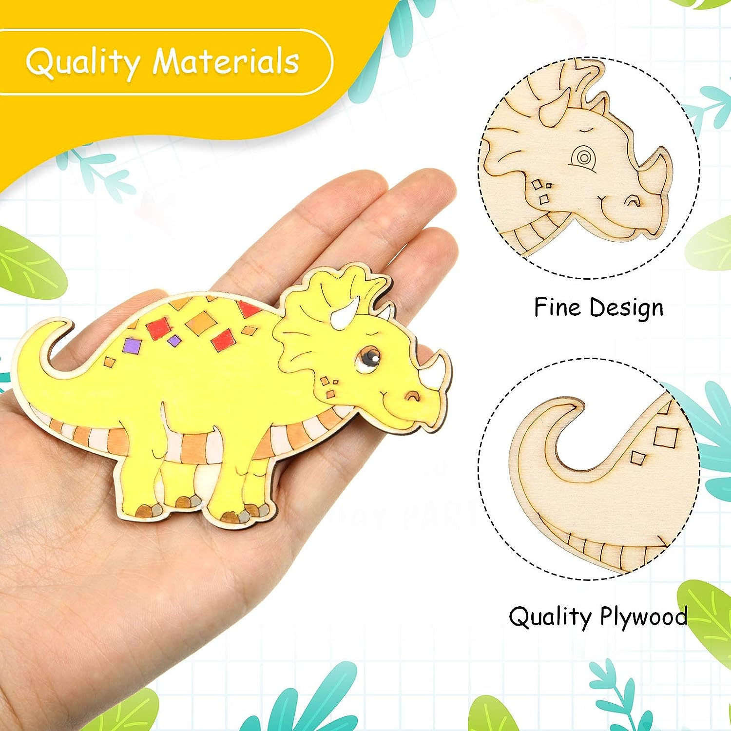 8/24 Pieces Unfinished Wooden  - огляд і ціна Art Craft Dinosaurs